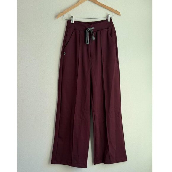 Figs High Waisted Salina FORMx Wide Leg Scrub Pants in Burgundy, Size X-Small - Picture 8 of 11